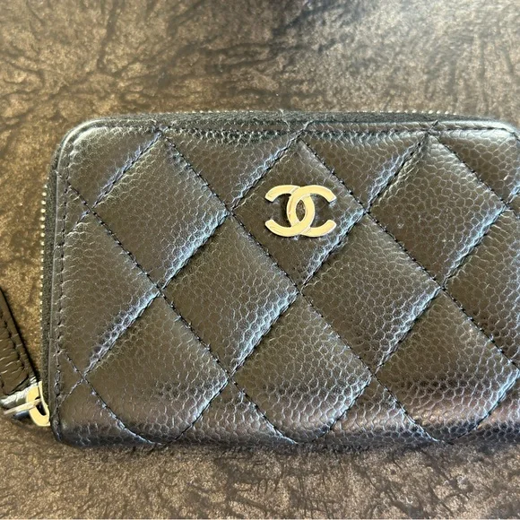 Authentic Chanel Zippy Coin Purse Wallet Caviar SHW Zipped Card Holder Wallet CC - Picture 10 of 11